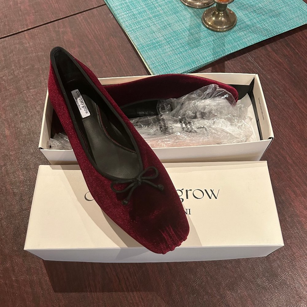 Dillards Antonio Melani x Courtney Grow Ballet Flats Size 9.5M NIB burgundy